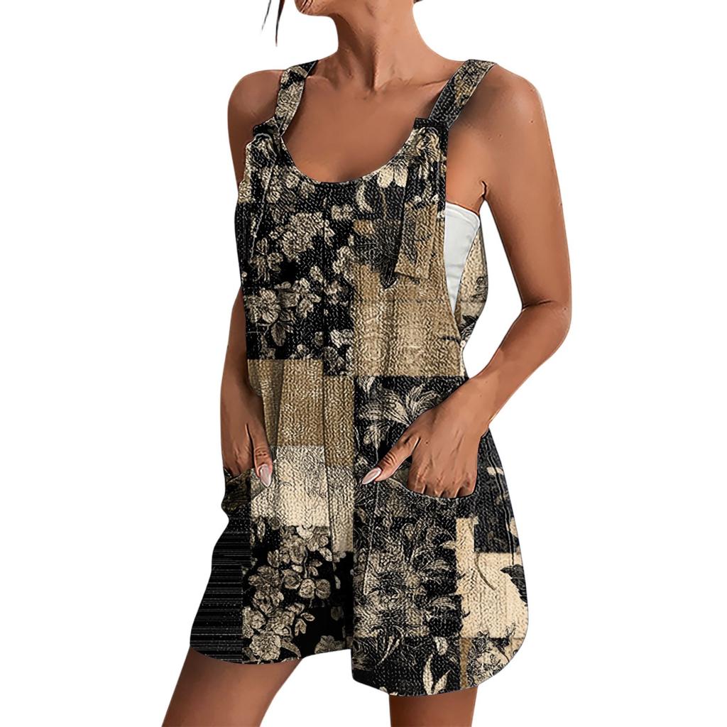 Women's Summer Fashion Floral Print Jumpsuit Casual Romper Shorts