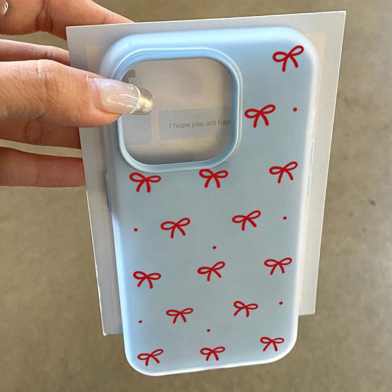 Custodia per Telefono Opaca con Stampa Fiocco Rosso Carino per iPhone 17 Air 16 15 14 13 12 11 Pro Max X XS XR 7 8 Plus 16E SE2 Cover Antiurto
