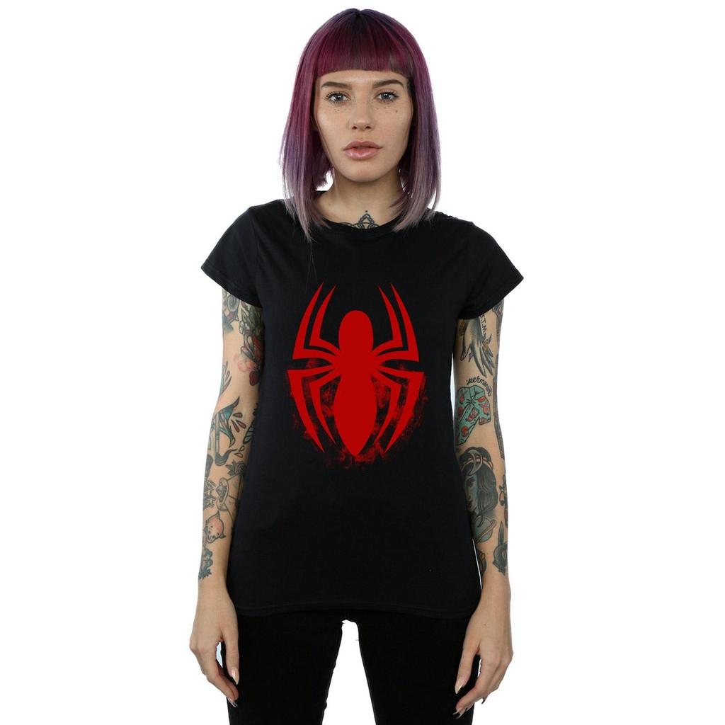 Marvel Womens/Ladies Spider-Man Logo Emblem Cotton T-Shirt