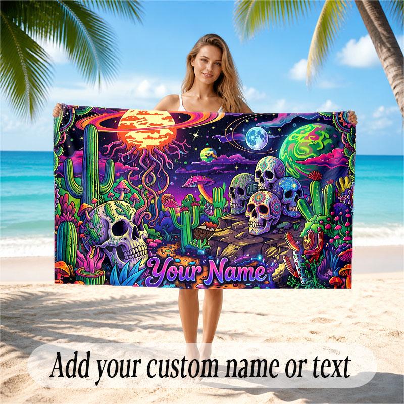Other Similar Designs Theme Beach Towel Personalized Custom Name & Text Soft Quick Dry Beach Towel for Swimming Travel