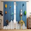 Space Galaxy Planets Kids Curtains Rocket Nursery Decor Astronomy Drapes Sun Moon Bedroom Accent Wallpaper