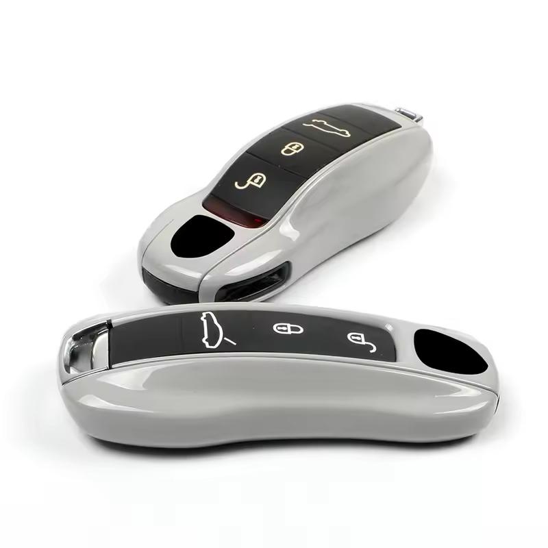 Matt Gray Key Case For Porsche Macan Porsche Panamera Cayenne 918 Spyder Carrera 911 991 Remote Key Cover Replace Protect Fob
