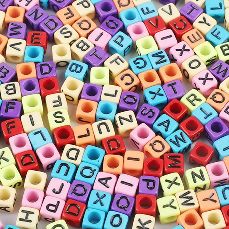 Handmade Bracelet Beads Acrylic Numbers English Letters Beads Handmade DIY Sets of Children's Beads Jewelry Accessories Loose Beads Square Beads