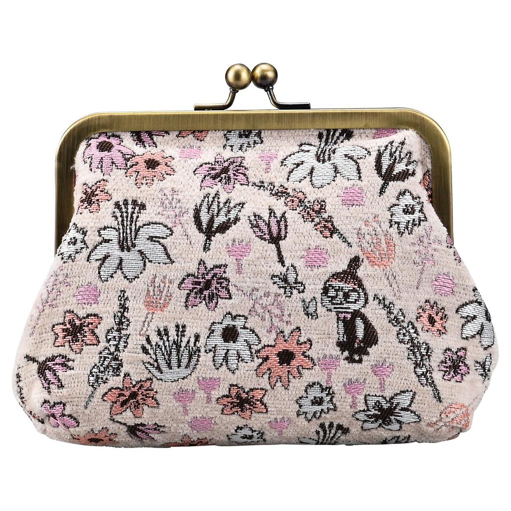 Marushin Clasp Moomin Playing with W18 X H12 X D6cm Pouch, Flowers, 1425013800, Approx. (excluding Knob)