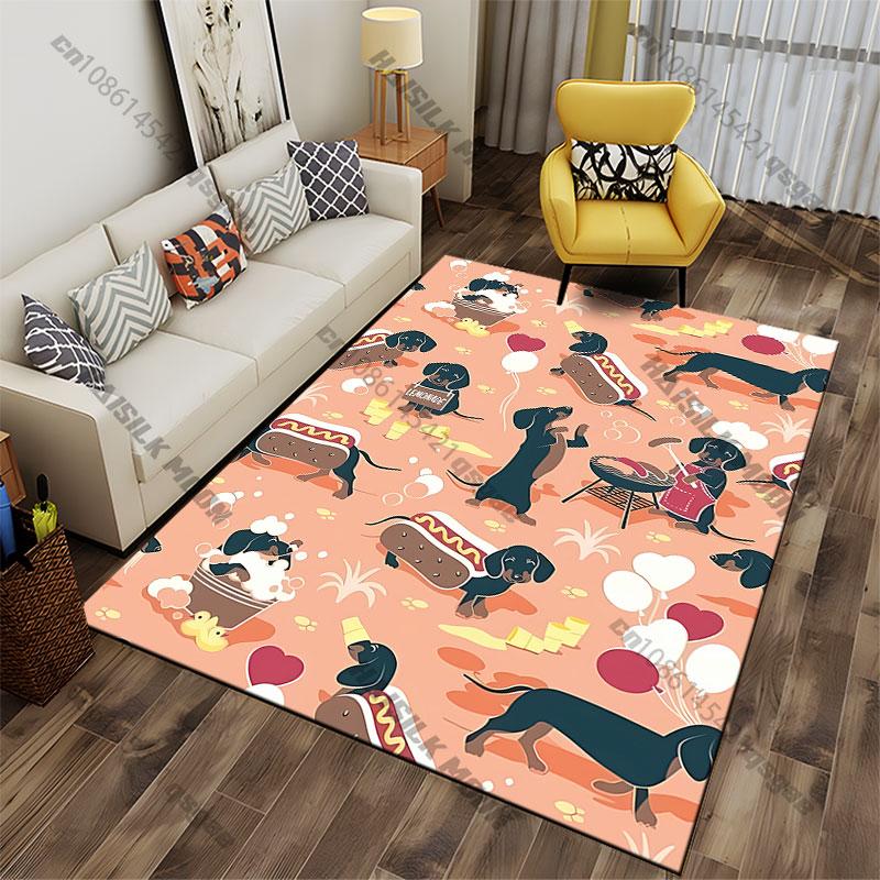 Playful dachshunds in whimsical activities carpet Yoga living room room decor children's crawling mat doormat area rug
