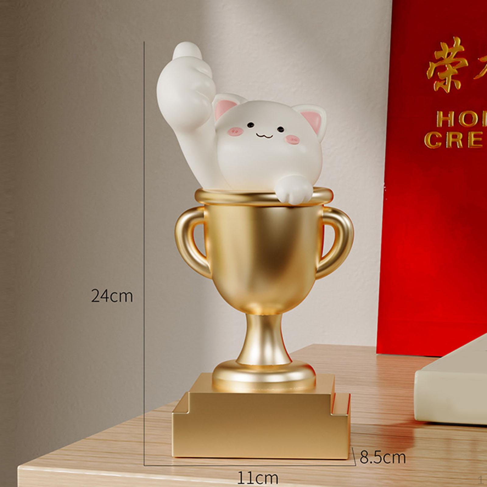 

Trophy Statue Collectible Graduation Gift Keepsake Cute Resin Craft Sculpture Figurine for Tabletop Cat