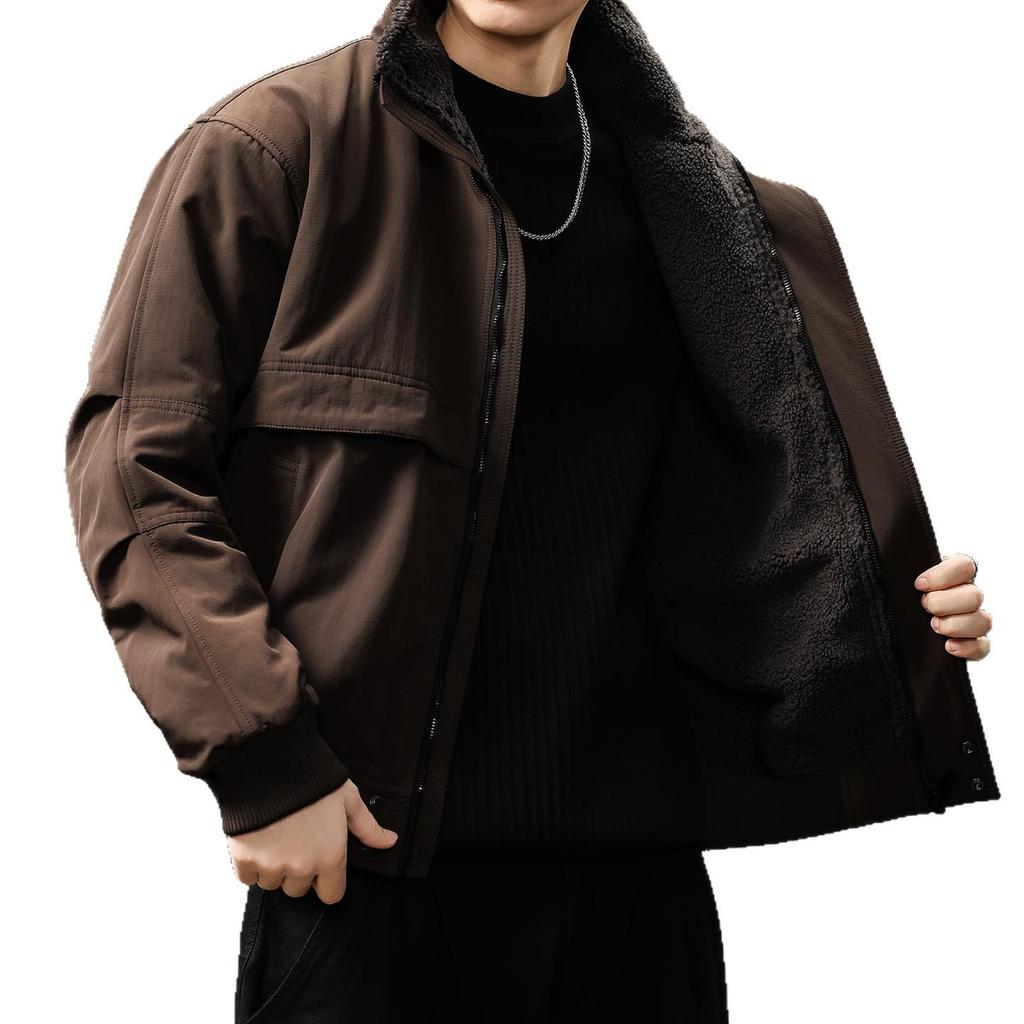 Men's High-End Heavyweight Lambswool Winter Workwear Jacket - Thickened, Warm Cotton Coat