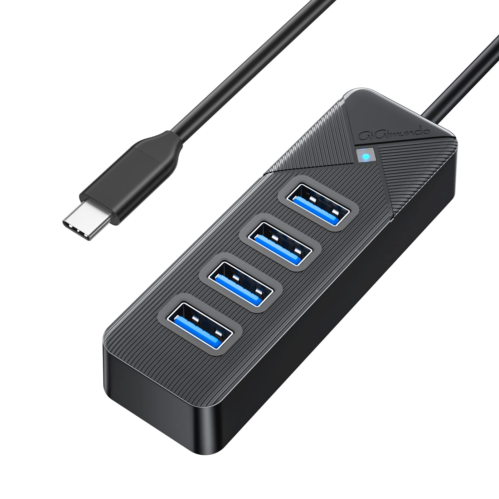 

GiGimundo USB USB 5Gbps Compatible with iPad and Slim Ideal for Remote Working from and Gaming C USB x 4 4-in-1 Hub, 3.0, 4-Port, Bus-Powered,
