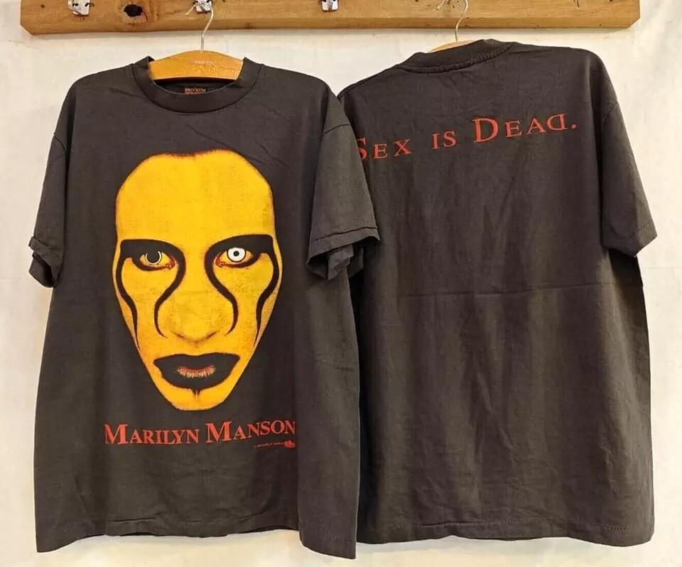 Винтажная футболка Marilyn Manson 90-х годов Репринт Подарок для мужчин Женщин Унисекс Футболка Унисекс S