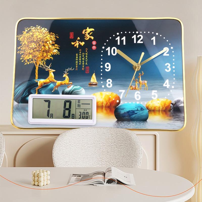 Creative Simple Desktop Clock Office Ornament Perpetual Calendar Bedroom Living Room Table Clock Silent Home Desktop Clock