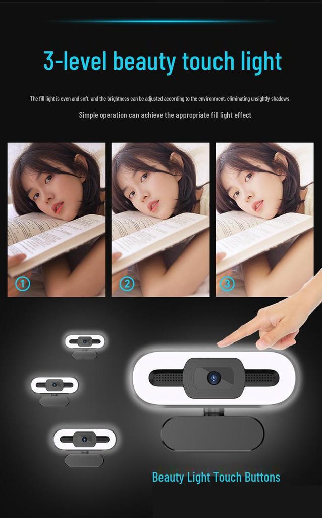 B11 4K Autofocus Webcam with Fill Light for Streaming & Conferences