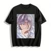 Anime Purple-haired Boy Print Casual Top Unisex Loose Breathable Daily Versatile T-shirt Pure Cotton T-shirt