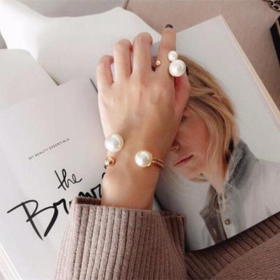 Temperament Biżuteria Wiatr Punk Wiatr Metal Rozmiar Perłowy Otwór Bransoletka i zestaw pierścionków Akcesoria