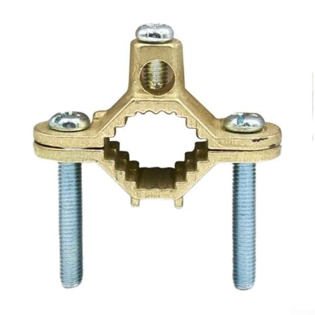 Ground Clamp 1/2,1 Fitting, 3 Piece Copper Alloy Ground Rod Clamp With Screws Bonding To Water And Steel For Electrical Safety Applications,1PCS,