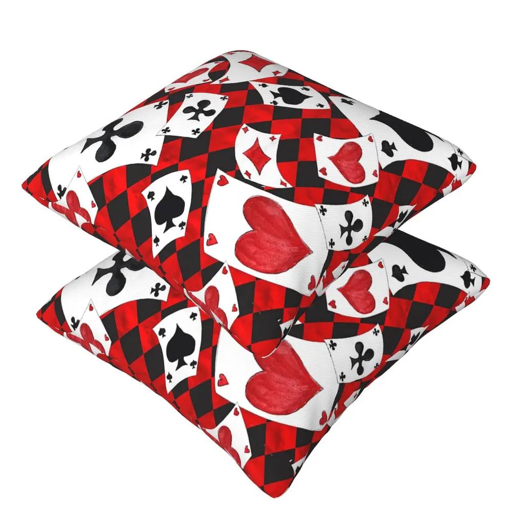 Cool Poker Playing Cards Pattern Gambling Card Game 2 Pcs Square Pillowcase Pillow Cover Cushion Throw Pillow For Home