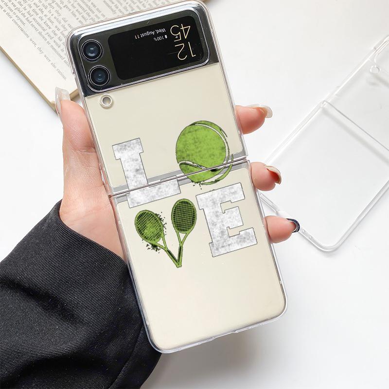 

Phone Case For Samsung Galaxy Z Flip 3 4 5 Hard Folding Clear PC Bumper Tennis Ball Sport For Samsung Z Flip 6 Back Cover Samsung Z Flip