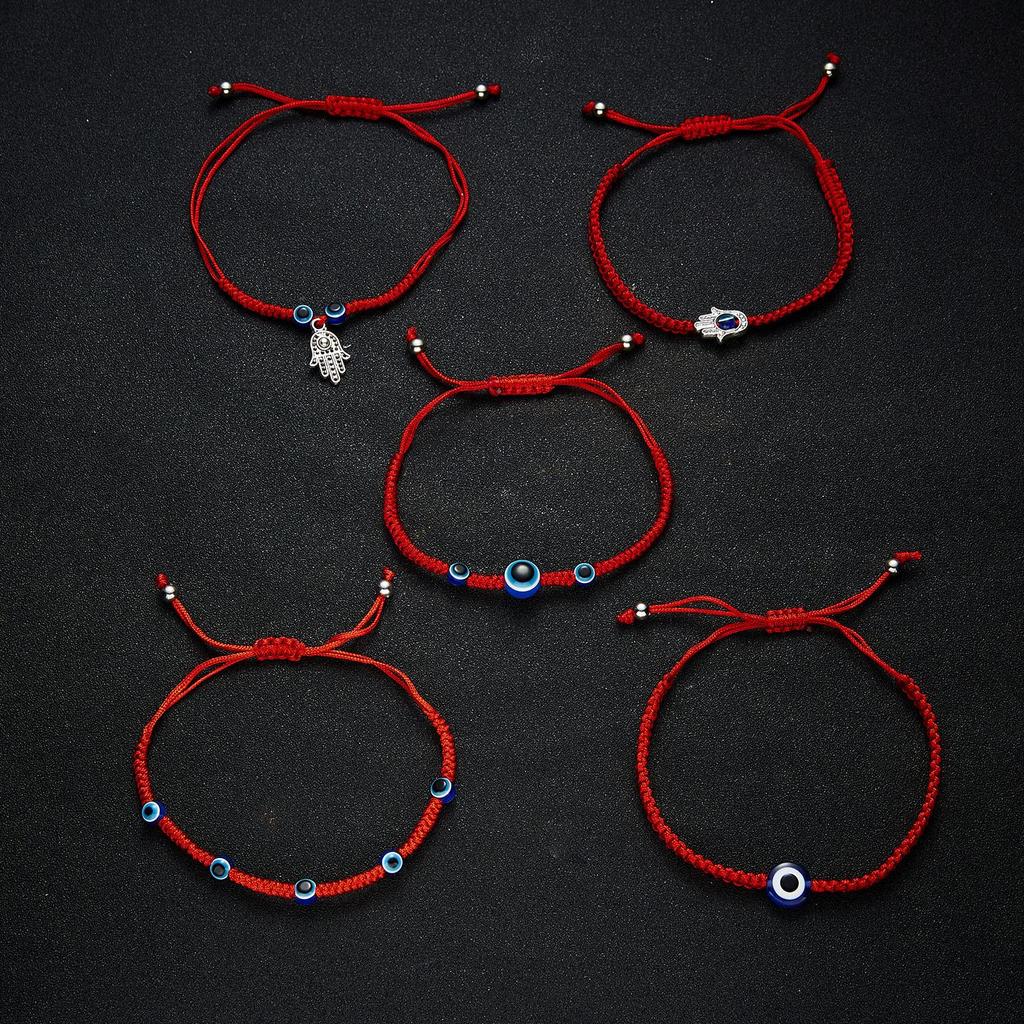 European & American Style Hand-Woven Evil Eye Adjustable Red Rope Bracelet