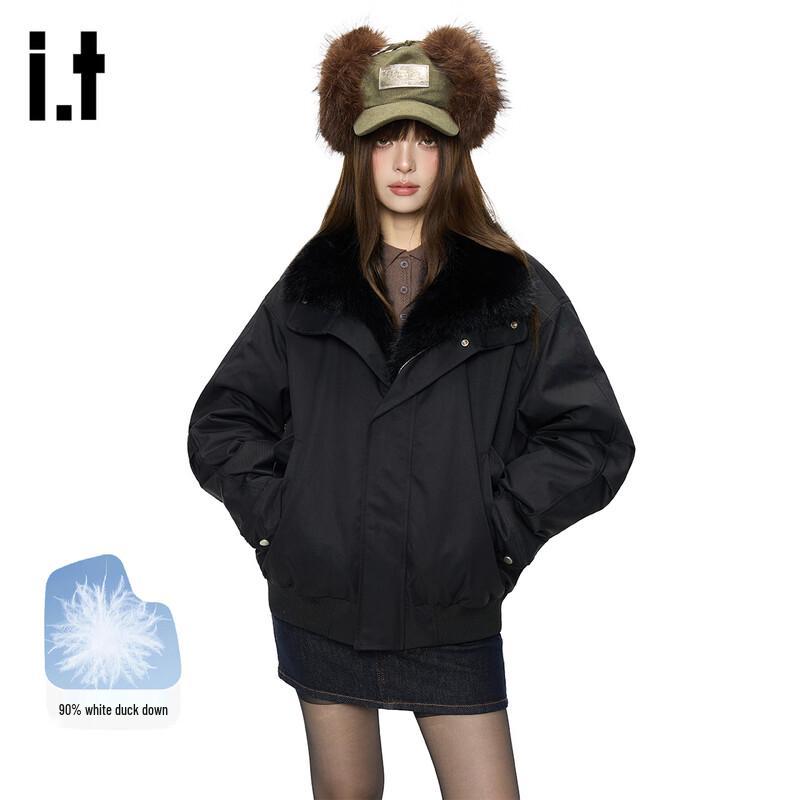 GROUND ZERO Men's Biker Style Detachable Fur Collar Down Jacket