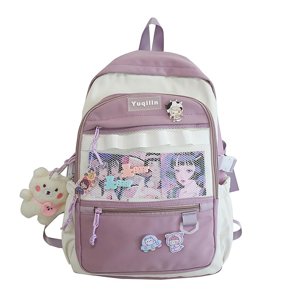 Kawaii Backpack with Pins Kawaii School Backpack Cute Aesthetic Backpack Cute Kawaii Backpack for Teenage Girls Trave