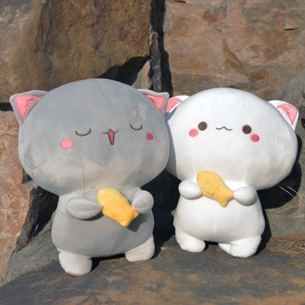 Cat With Peach Fish Plush Toy Cartoon Stuffed Doll Room Decoration Kids Gift