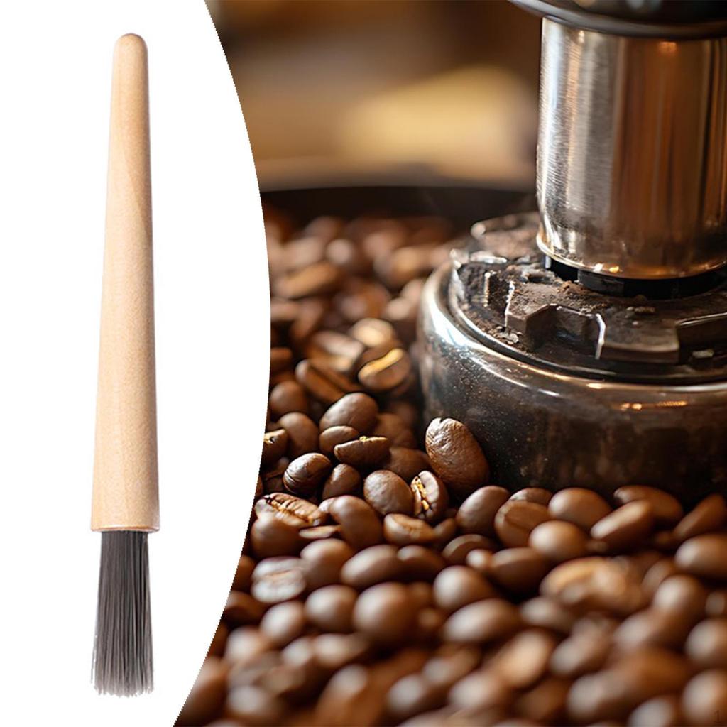 Brush Tool for Cleaning Espresso Machines with a Wooden Grip