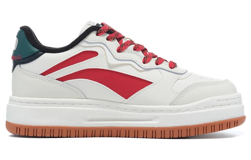 Li Ning Future C1 Synthetic Leather Slip Resistant Abrasion Resistant Low top Skateboard Shoes Women's White Red Green AGCT028-11