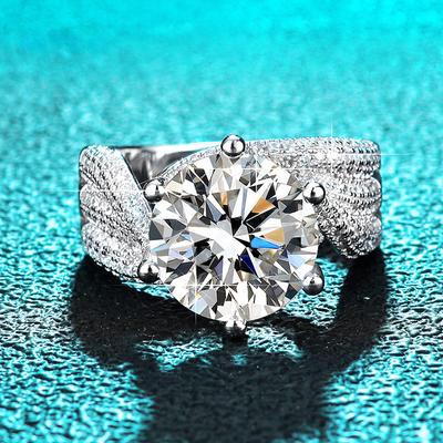 5CT Luxury Moissanite Ring for Women D Color Princess Bridel Lab Diamond Wedding Band S925 Solid Silver Plated Rhodium