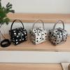 Unique PU Polka Dot Handbag Zipper Closure Top Handle Box Shaped Shoulder Bag Small Square Adjustable Strap Bucket Bag Commute