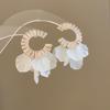 Silver needle French retro flower pearl fringed earrings personality sweet temperament stud earrings women