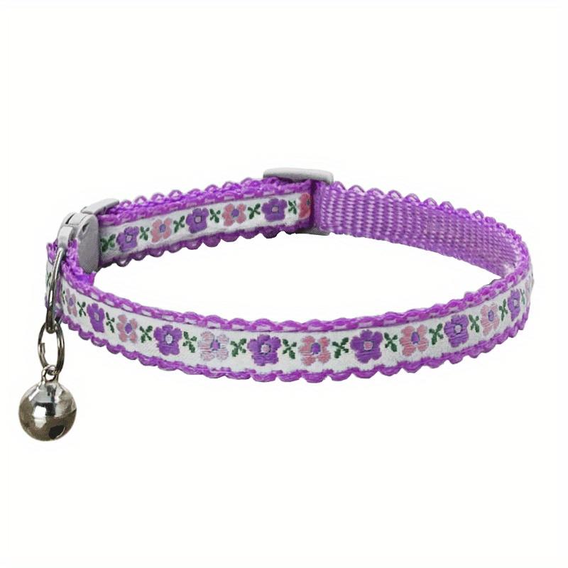 Exquisite floral bestickte Katzenhalsbänder, verstellbare und strapazierfähige Haustierhalsbänder, Katzenzubehör, niedliches Katzenhalsband mit Glöckchen   Perfekt