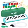OMATA 32-Key Melody Harmonica for Elementary School Students, Lightweight, Semi-Hard Case, Hose, and Mouthpiece (Includes Do-Re-Mi Labels, Cloth,