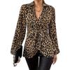 Elegant V-neck Leopard Print Bow Tie Lace Up Blouse Spring Autumn Women Basic Long Sleeved Shirt Simple Slim Fit Female Office New Casual Tops