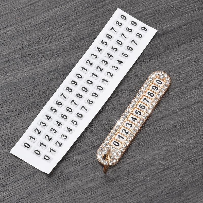 Rhinestone Car Keychain with Anti-Lost Number Plate – Stylish Key Pendant for Men and Women