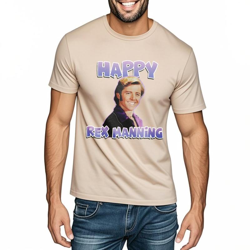 Black Summer For Him Tshirt Happy Rex Manning Portrait Design Short Sleeve Solid Color Round Neck Tshirt Male Workout Tshirt