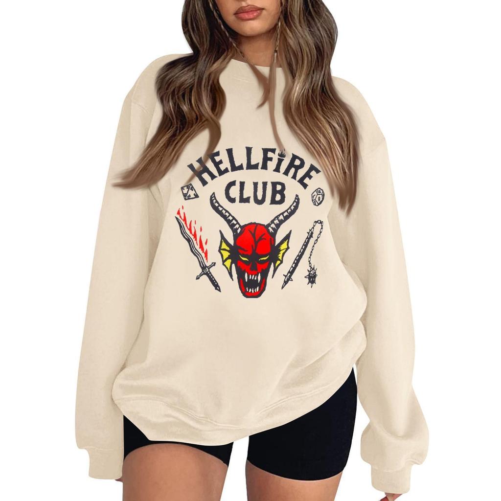Women's Fashionable Casual Long-Sleeved Round-Neck Printed Pullover Sweatshirt