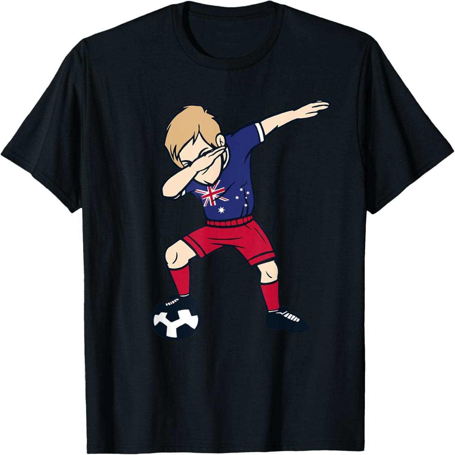 Dabbing Soccer Boy Australia Jersey Australia Football T-Shirt S