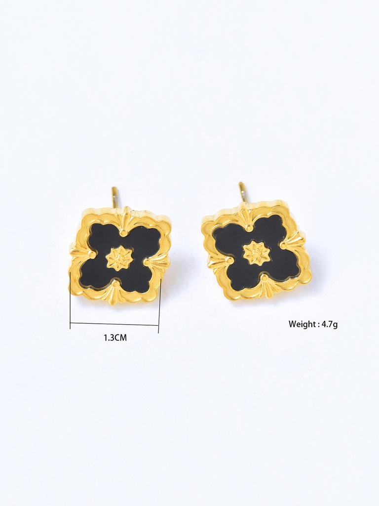 1 piece 18k Gold plated stainless steel lucky clover pendant necklace for women's daily accessories jewellery bracelet earrings