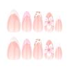 Le Fan Meijia 3D Floral French Short Almond Wearable Fake Nails