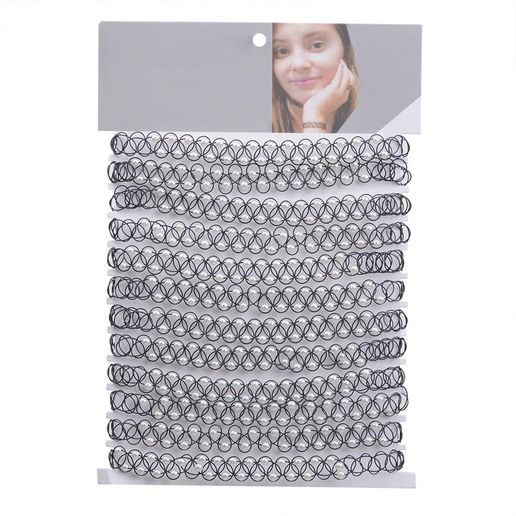 12pcs/lot Hot Sell Vintage Hippy Stretch Tattoo Choker Necklace Elastic Chocker Necklace Fishing Line Tattoo Colorful Necklace