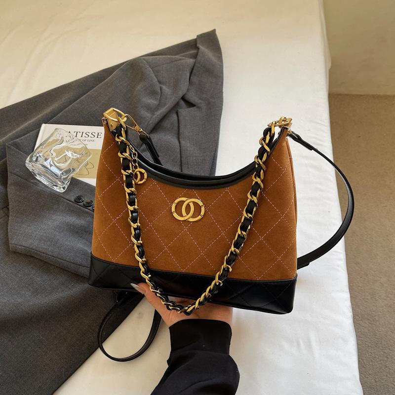 New Diamond Chain Women's Bag Fashion Splicing Shoulder Bag Texture Messenger Bag Women's Tide