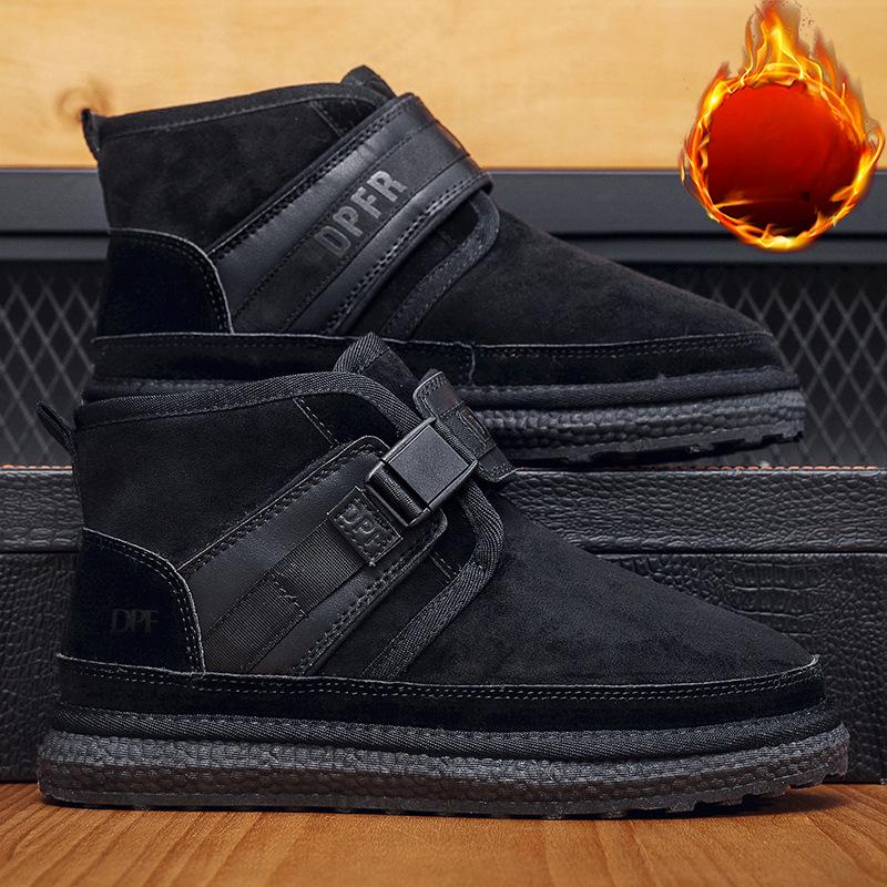 Мужские зимние ботинки новые повседневные универсальные хлопковые ботинки нескользящие дышащие с флисовой подкладкой теплые короткие ботинки хлопковая обувь 39 чёрный 2598₽