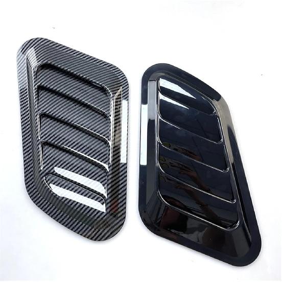 Universal Carbon Fiber Car Decorative Cell Air Flow Intake Hood Scoop Bonnet Vent Cover Stickers Decoration Styling(Glossy Black)