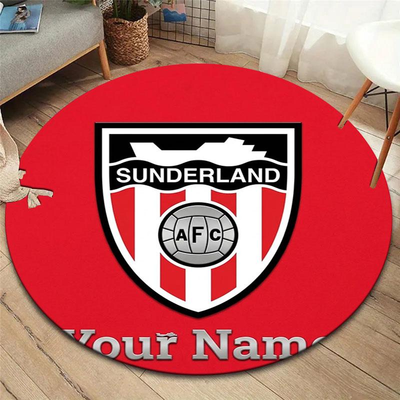 Sunderland A.F Custom Name Round Area Rug,Carpet Rug for Living Room Bedroom Sofa Playroom Decor,Non-slip Floor Mat