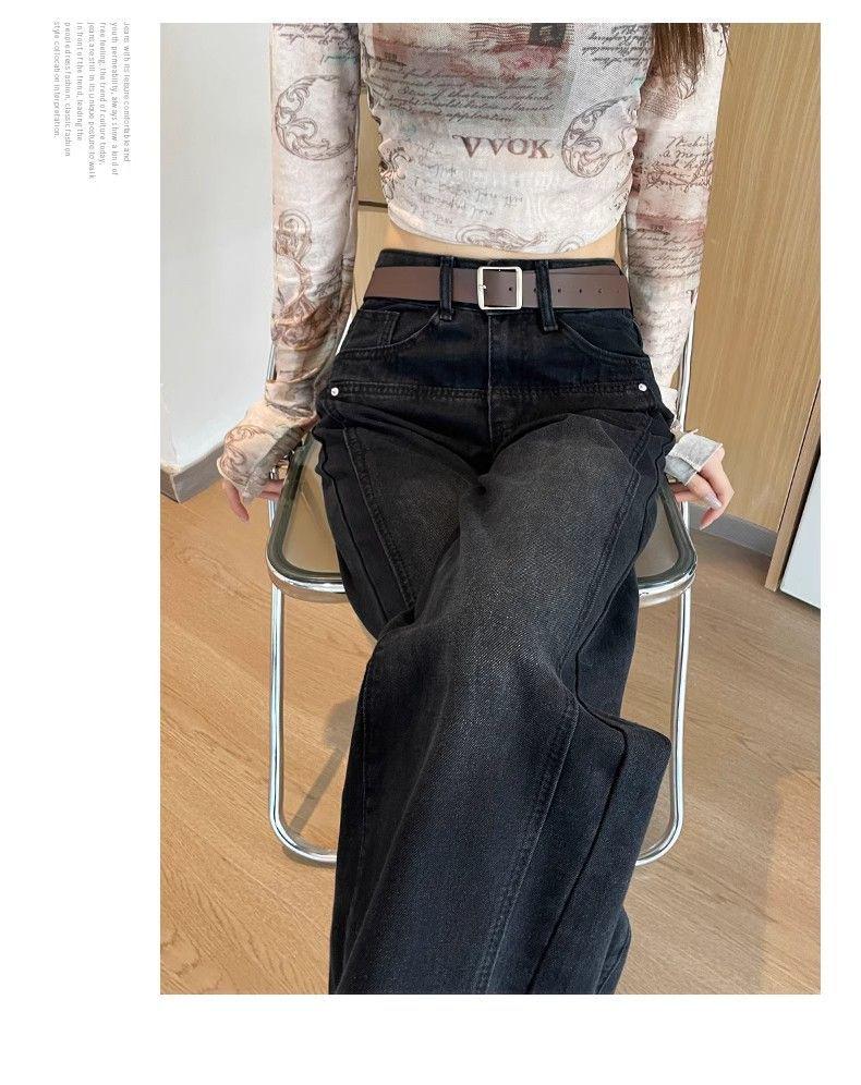 Women's Cement Grey High Waist Wide Leg Jeans - Slimming, Versatile, Trendy Spring & Autumn Pants