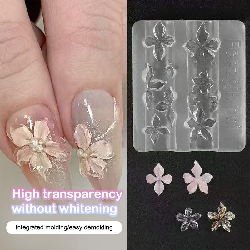 1/3 stk Relief Liljeblomster Neglekunst Skulpturform 3D Silikon Hawaii Hibiskusblomster Petaler Modellering Maler Klare Negleverktøy