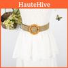 Rope Waist Weave Bamboo Kno Woven Round Buckle Women Waist Belt Gift