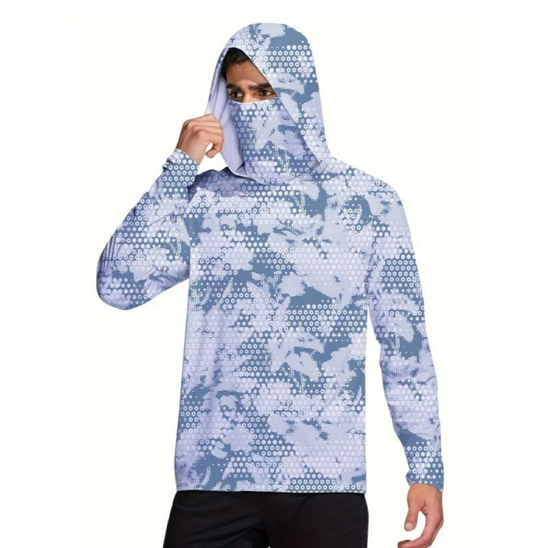 Abbigliamento da Pesca Oceanica Manica Lunga Anti-ultravioletto Maschera con Cappuccio UPF50+