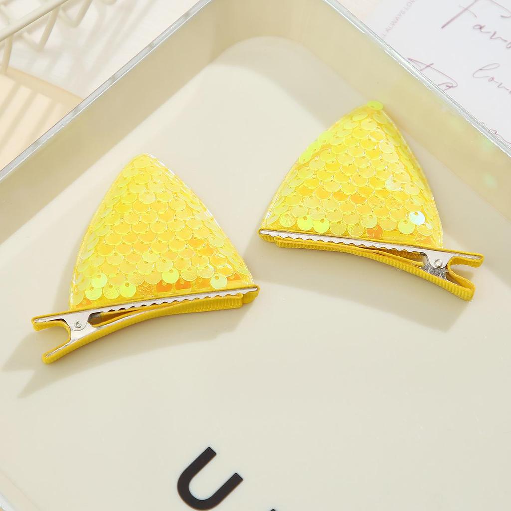 Pastoral Princess Glitter Cat Ear Hair Clips for Girls