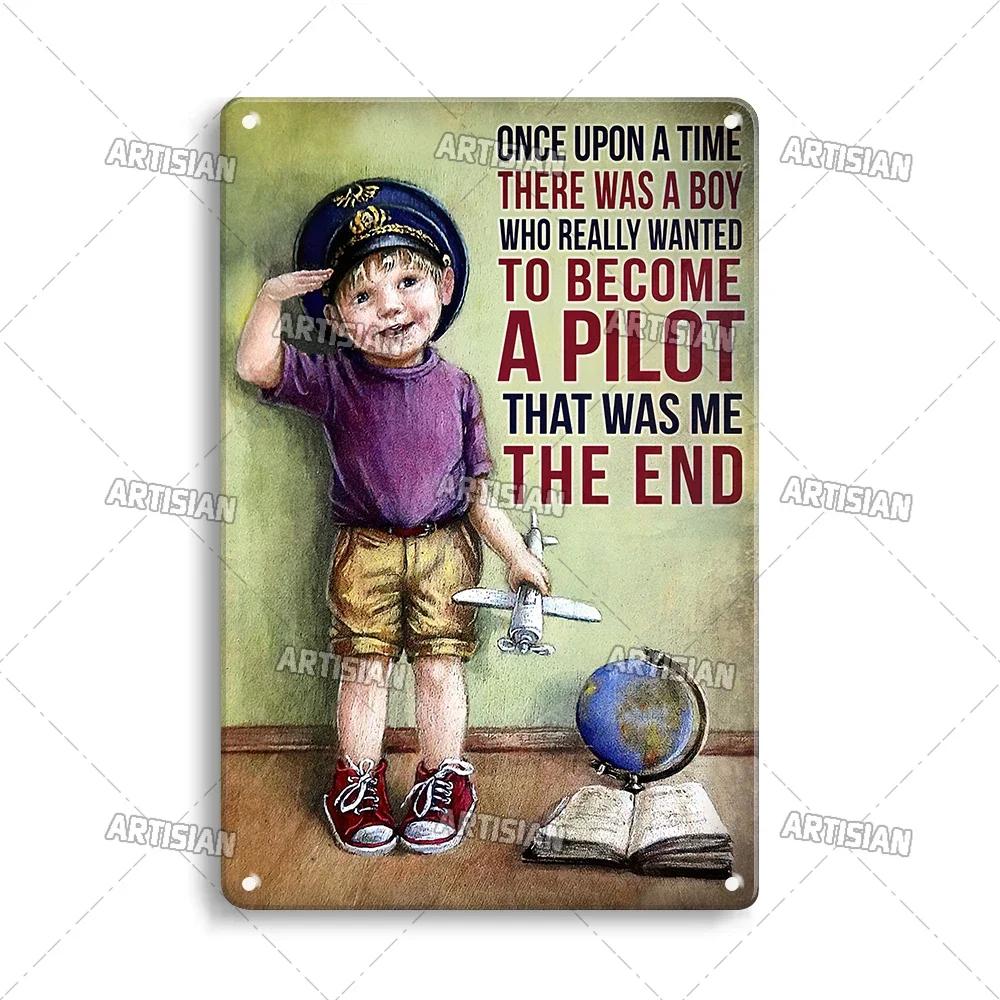 Künstlicher männlicher Pilot und Flugzeug dekorative Platte Vintage Metall Poster Mann Höhle nach Hause Wand dekor Zeichen