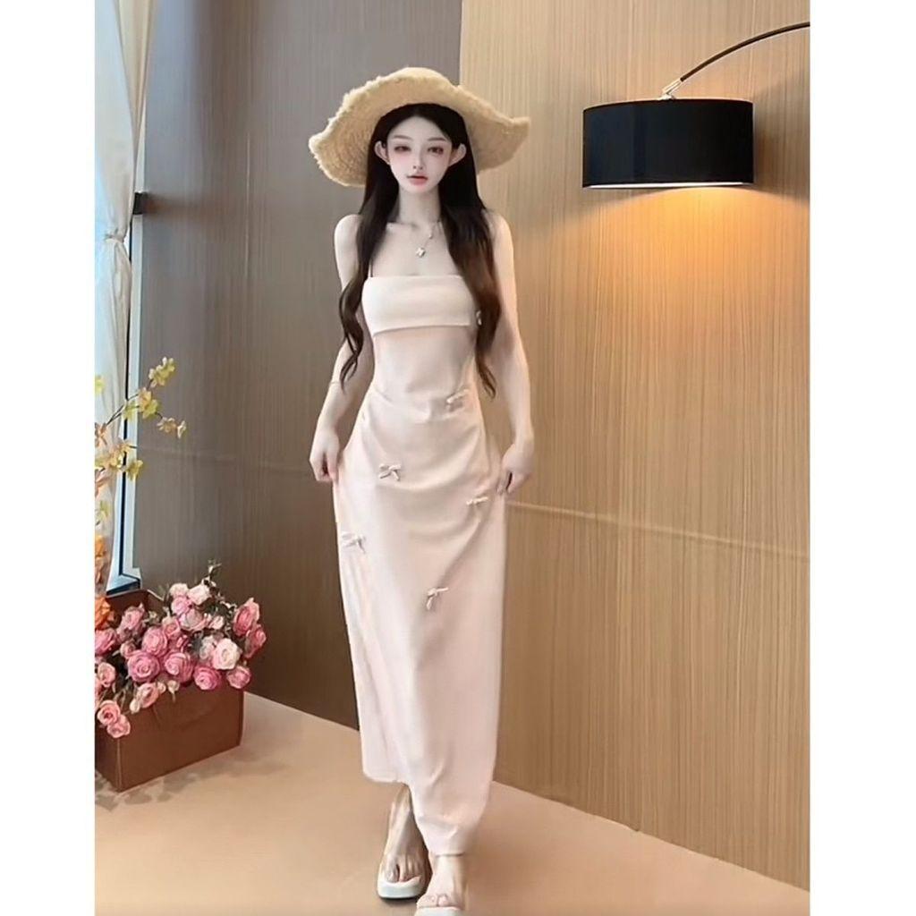 Polyester Butterfly Bow Sleeveless Dress For Summer Casual Womens Fashion
